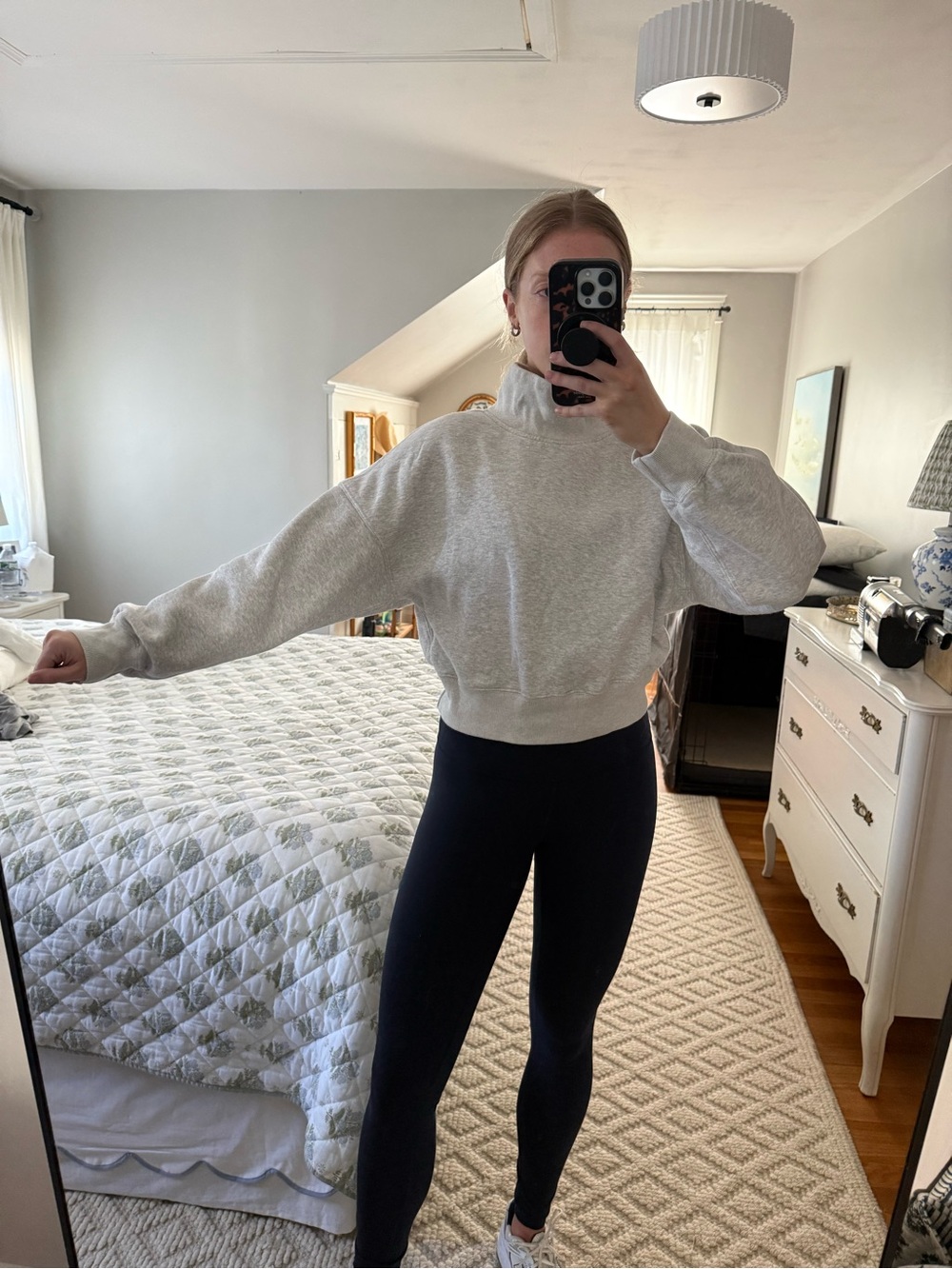 Abercrombie Light Heather Gray Cropped Mock Neck Sweatshirt